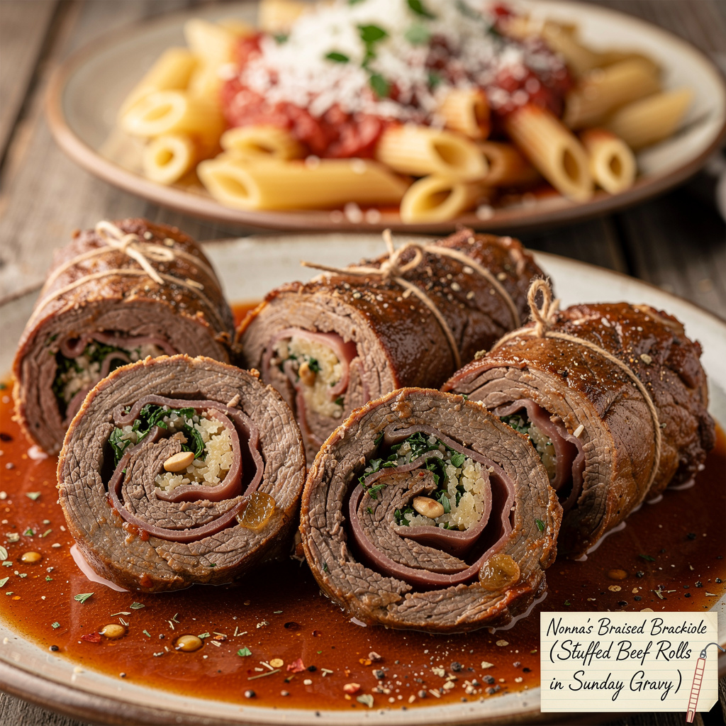 Nonna's Braised Bracciole (Stuffed Beef Rolls in Sunday Gravy)