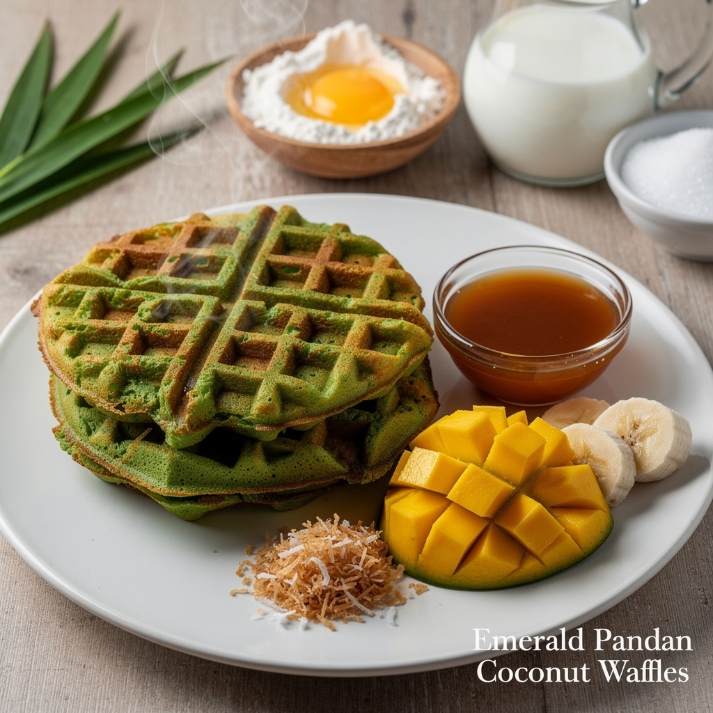 Emerald Pandan Coconut Waffles