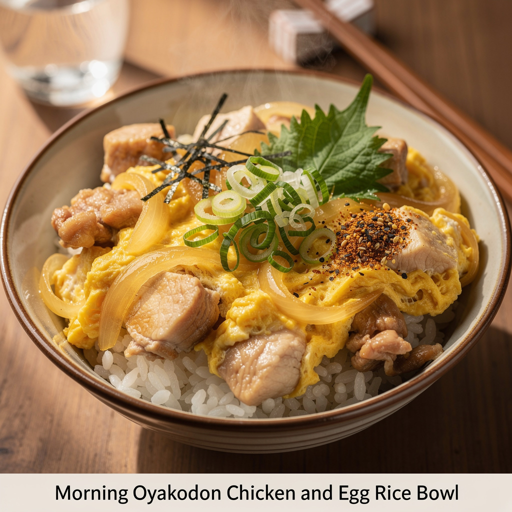 Morning Oyakodon Chicken and Egg Rice Bowl