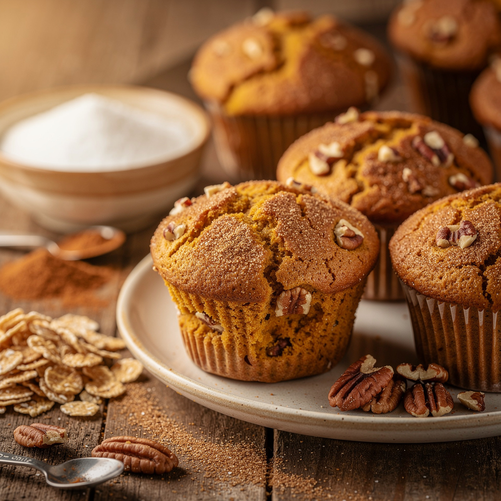Cinnamon Sugared Pumpkin Pecan Muffins