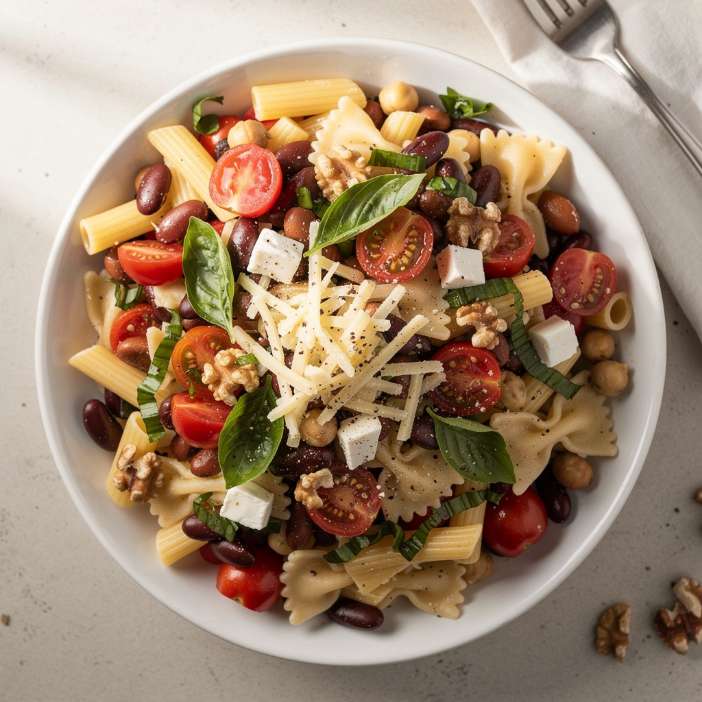 Tomato Basil and Bean Pasta Salad